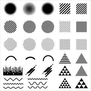 幾何学的な素材セット（モノクロ）
