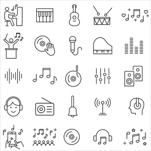 音楽の線画アイコンセット