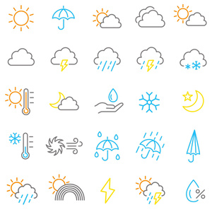天気のアイコンセット（カラー）
