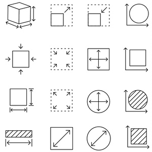 計測に関する線画アイコンセット
