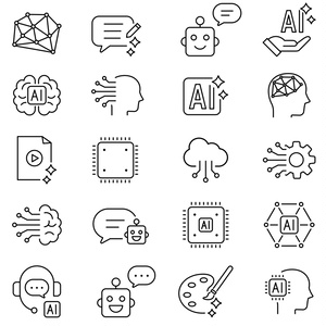 AIに関する線画アイコンセット