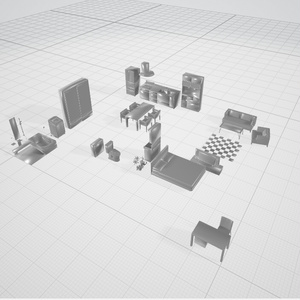 3dモデル　家　部屋　家具　道具　セット　ブレンダー