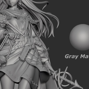 ZBrush　スカルプト用 グレーサフ風　マットキャップマテリアル　