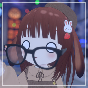 【無料】黒縁メガネ＋兎と苺のヘアピン【VRChat】 缩略图 3