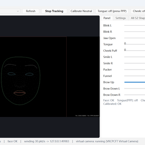 【VRCPCFT 拡張版】VRChat専用フェイストラッキングソフト  PC勢でもVRゴーグル並みの豊かな表情を
