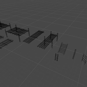 【無料】桟橋,骨組み3Dセット（組み立て）