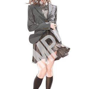 【配信用立ち絵】女子高生02立ち絵＋表情差分4種　透過PNG
