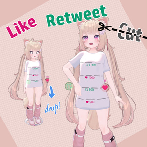 【４アバター対応】Like Retweet Cut T-shirt