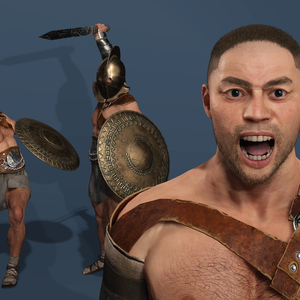 Realistic Roman Spartan Gladiator Warrior Rigged UE Sword Shield 3D model