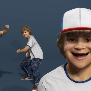 リアル子供少年 ダスティン・ヘンダーソン ストレンジャー・シングス 表情リグ ローポリ 3Dモデル