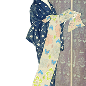 PNG画像：夏用着物に衣替えした大正美人 アンティークイラスト