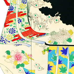 PNG画像：大正時代着物デザイン 簾 アンティークイラスト