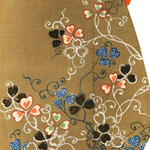 PNG画像：大正時代着物デザイン 三つ葉 アンティークイラスト