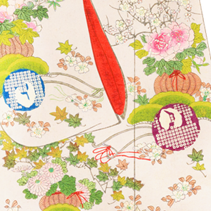 PNG画像：大正時代着物デザイン 花車 アンティークイラスト