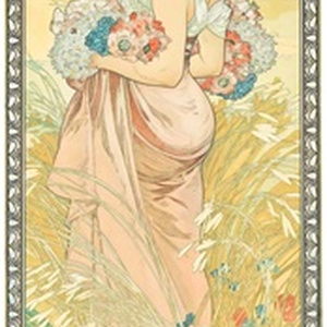 PNG画像｜ポピーの花と妖精アンティークイラスト素材