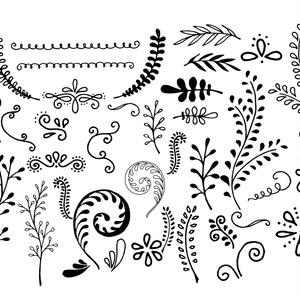 【デザイン素材】手描き草装飾セット .ai