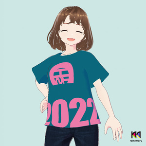襟ぐり広めTシャツ：ビッグロゴT