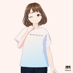 襟ぐり広めTシャツ：This little light of mine（White）