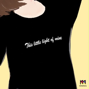 襟ぐり広めTシャツ：This little light of mine（Black）