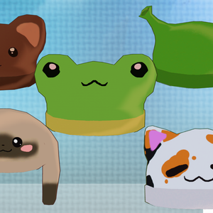 cap animals ( frog, cat, dog, sherk, bunny and bear)