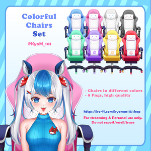 🎨 カラフルチェアセット：VTuber配信素材 🎨