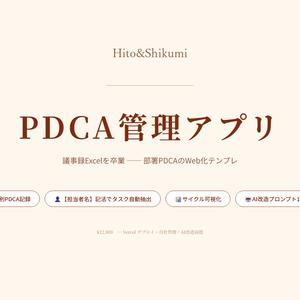PDCA管理アプリLite版｜部署ミーティング向けの課題管理・議事録改善ツール（AI改造プロンプト付き）