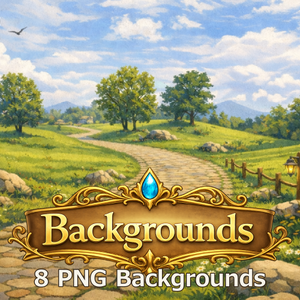 CS01｜カットシーン背景 8点（PNG／商用OK） / Cutscene Backgrounds x8 (PNG)