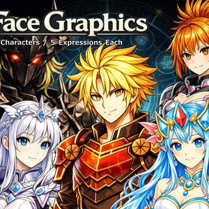 FG03｜エレメントヒーロー顔グラ50点｜炎・水・風・闇など属性戦士10人×5表情