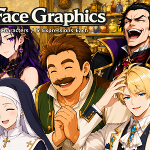 FG08｜Face Graphics 50点（透過PNG／商用OK） / Face Graphics x50 (PNG)