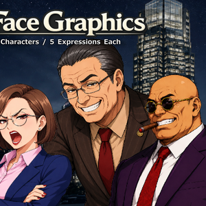 FG12｜現代ヴィラン顔グラ50点｜悪徳政治家・嫌味な上司・ギャングなど10人×5表情