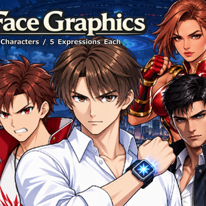 FG16｜変身ヒーロー顔グラ50点｜ヒーロー・ヒロイン10人×5表情＋ボーナス14点