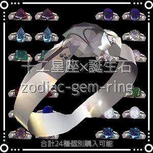 【VRC想定指輪モデル】十二星座×誕生石　zodiac-gem-ring 