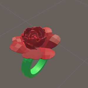 一輪の薔薇リング(ローポリゴン)