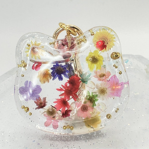 お花ちりばめネコキーホルダー