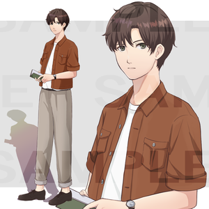 立ち絵素材006　手帳を持った青年