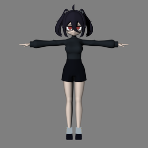 オリジナルキャラモデル　ツインテール×眼鏡×ジト目