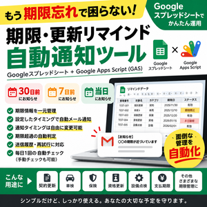 期限・更新リマインド自動通知ツール｜Googleスプレッドシート・GAS