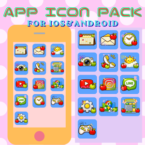 iPhone　ICON PACK（絵本風・アップル）