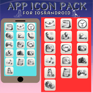 iPhone　ICON PACK（水墨画風シベリアンハスキー）