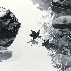 余白筆 - 水鏡（みずかがみ）：水面に映る和の情景素材集