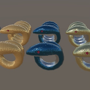 Ring and bracelet with snake motif (triangular face 630, triangular face 1142)