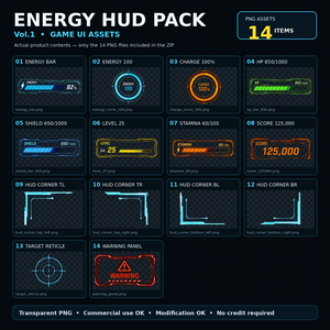 ENERGY HUD PACK Vol.1 - Game UI素材