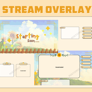 Sunflower Pixel Stream Overlay ┃Streamelements, OBS, Twitch, YouTube, Facebook