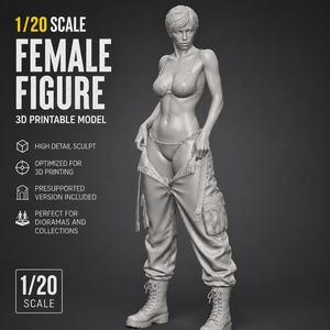 着替え中の女性フィギュア｜1/20 3Dプリント用 STLデータ｜ミリタリー・SF・ジオラマ