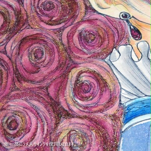 インク原画　004　薔薇の咲く髪（ピンク）