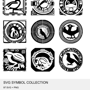 「商用利用可・高品質SVG｜インカ風・幾何学バードシルエット素材集」
