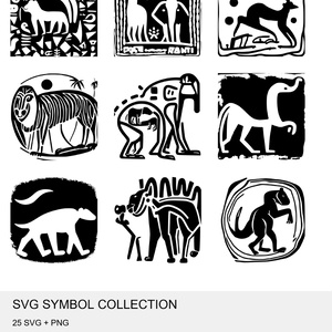 「商用利用可・高品質SVG｜インカ風・絶滅危惧哺乳類シルエット素材集」