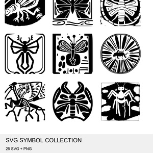 「商用利用可・高品質SVG｜インカ風・絶滅危惧昆虫シルエット素材集」