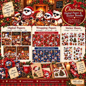 クリスマス デジタルペーパー ＆ ステッカー セット – Cozy Christmas Moments