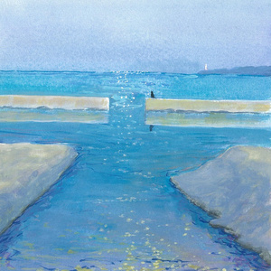 Watercolor painting (original) (framed) "The End of Today"